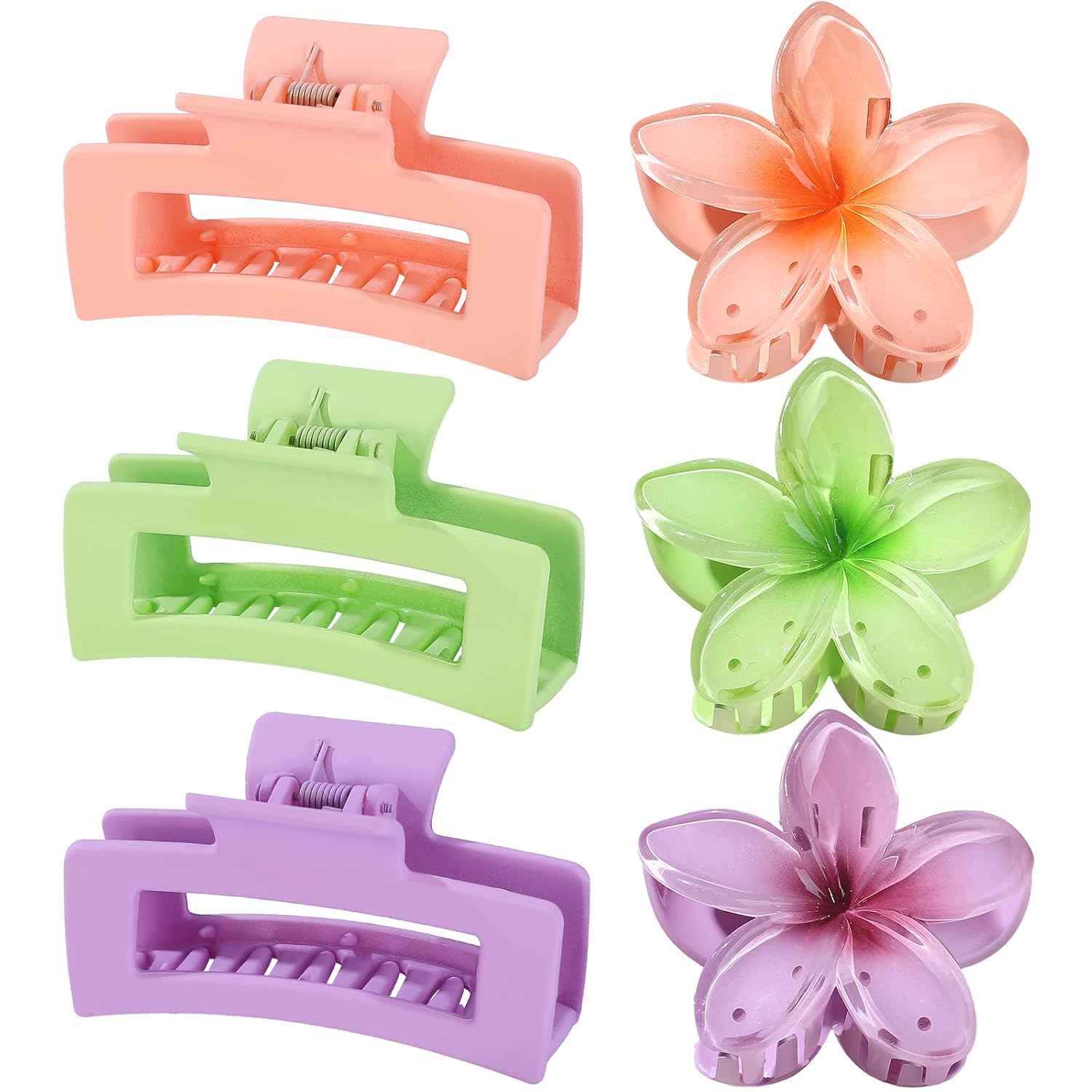 Pastel Hair Clip Set – 2 Styles: Rectangle & Flower Clips