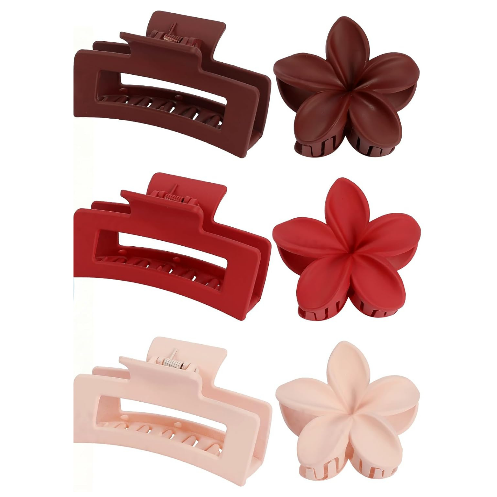 Pastel Hair Clip Set – 2 Styles: Rectangle & Flower Clips